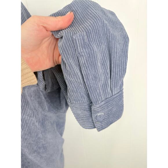 Reserve Fairfax Blue Corduroy Oversized Shacket Womens Medium Button Front - Picture 5 of 9